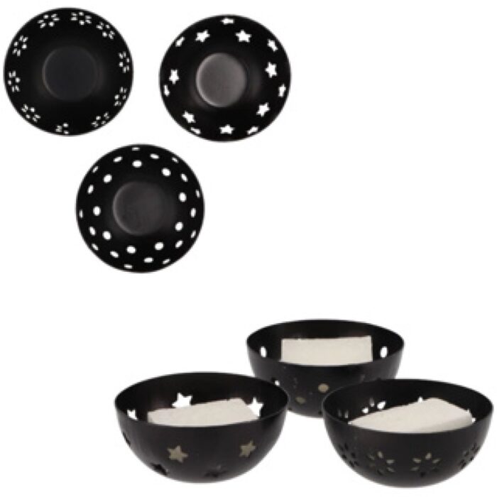 Theelicht / geurblokjeshouder Amber metaal 7,5 cm - Afbeelding 2