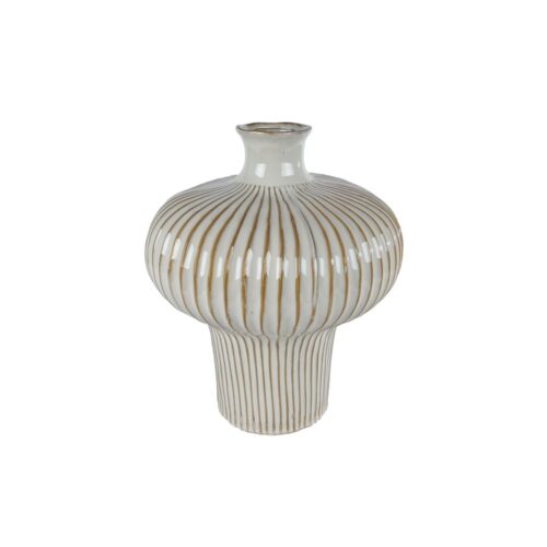 Vaas Jodie L wit/bruin aardew 31x31x35,5cm