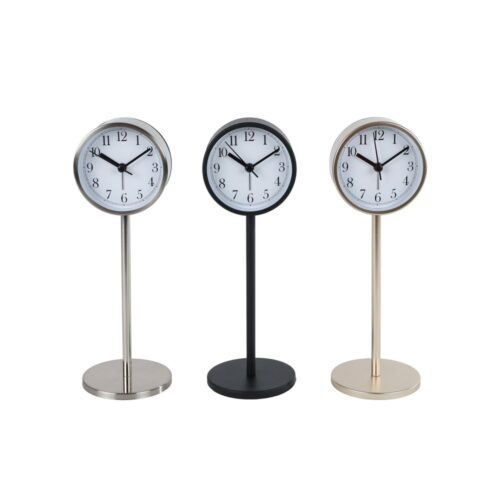 Klok rikki 3 assorti metaal 8x8x23cm exclusief batterij (assortiment – willekeurige uitvoering)