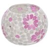 Windlicht Holly L wit/roze bol glas 10x14x14cm