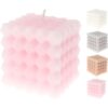 Kaars vierkant 6x6cm 4 assorti (assortiment – willekeurige uitvoering)