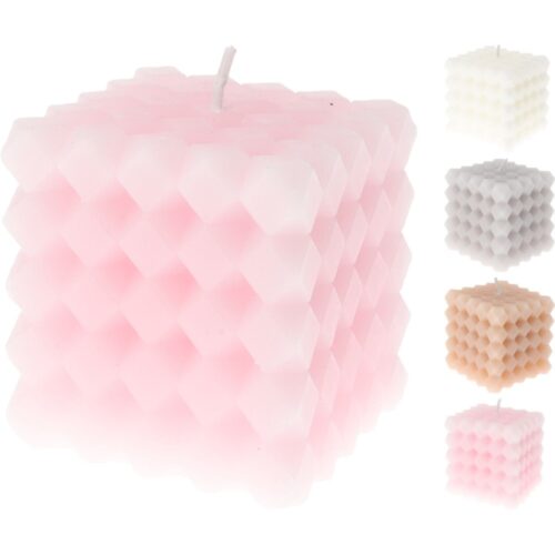 Kaars vierkant 6x6cm 4 assorti (assortiment – willekeurige uitvoering)