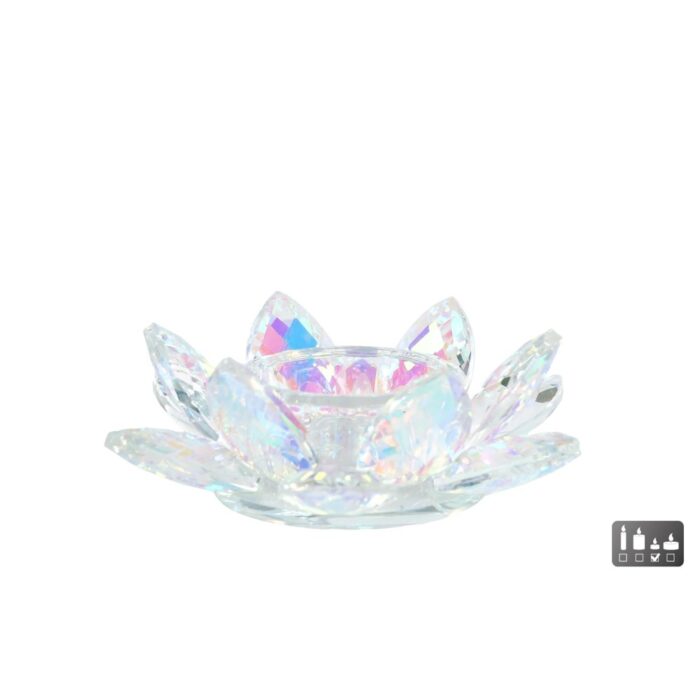 Theelichthouder Lotus pearl glas 12x12x4cm