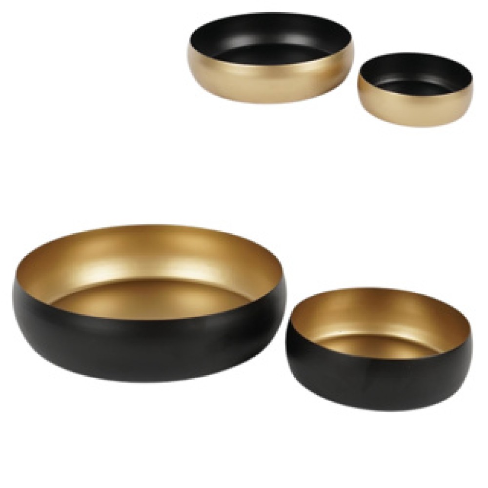 Schaal goud mat zwart 14,5 cm 2 assorti set van 2 - Afbeelding 3