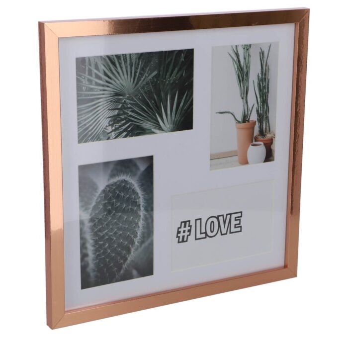 Fotolijst 4 fotos koperkleurig 10 x 15 cm