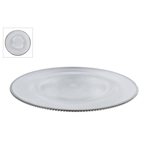 Schaal Rory ribbel zilver glas 33x33x2cm