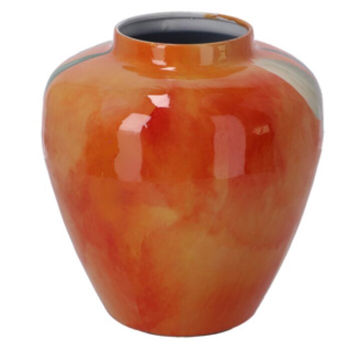 Vaas Tulp oranje metaal 20x20x22cm - Afbeelding 2