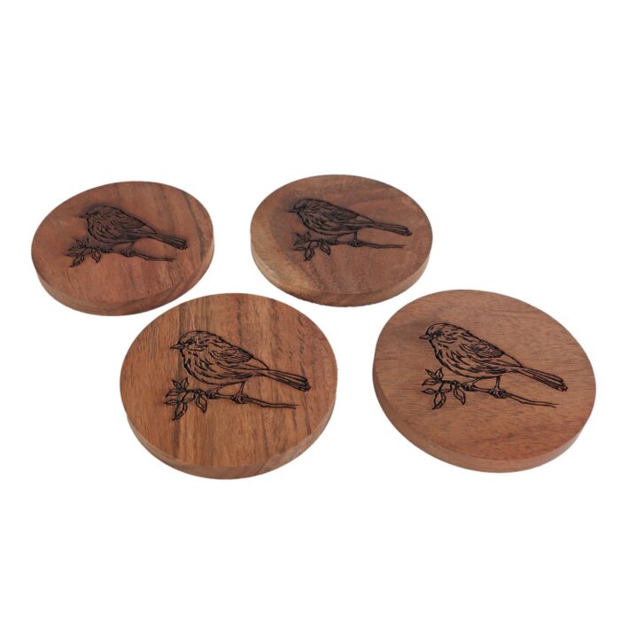 Onderzetter Bird Curved 4 stuks mango 10x10x10cm