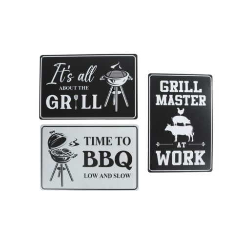 Wandbord BBQ/Grill 3 assorti metaal 20x30x0,02cm