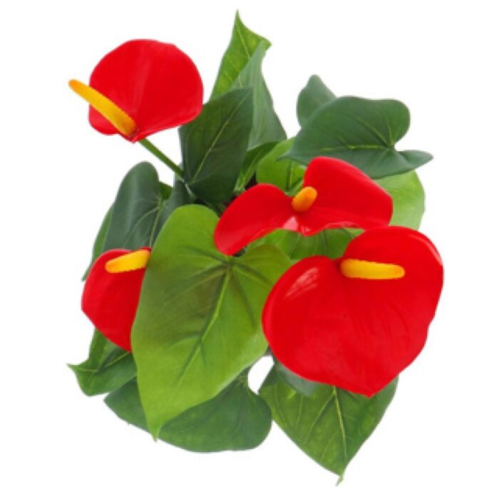 Kunstplant anthurium rood in pot - Afbeelding 4