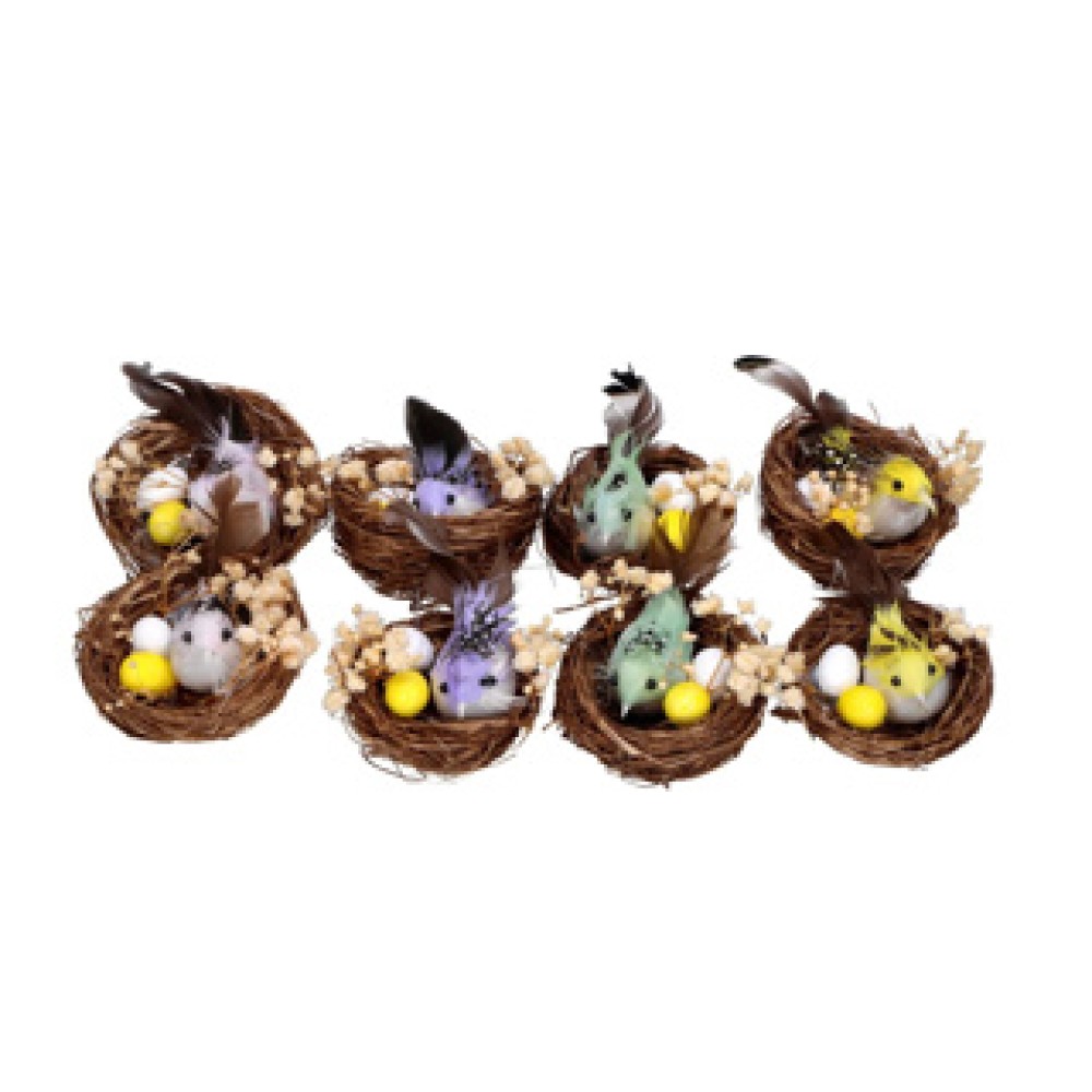Vogelnestjes 2 in box 4 assorti kleur pasen - Afbeelding 2