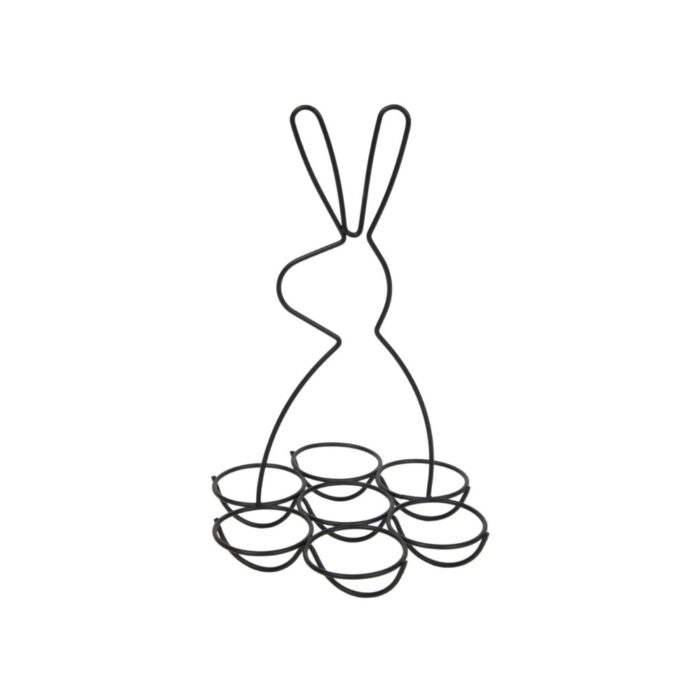 Eier rekje metaal "paashaas" zwart ø15*23.5cm