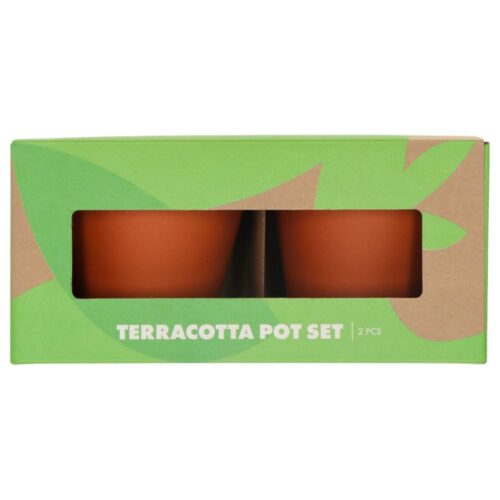 Terracotta potten met bieslook en basilicum zaden 13,5 cm