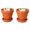 Terracotta potten met bieslook en basilicum zaden 13,5 cm