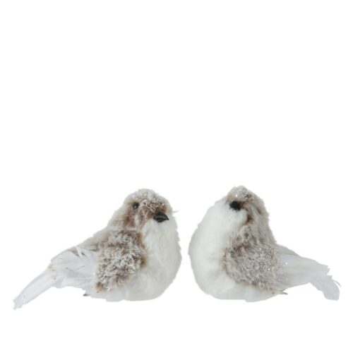 Vogel kunstbont op clip 2assL.12cm x W.6cm x H.8cm