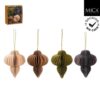 Ornament ui druppel off white d.groen beige paars  4 stuks FSC Mix - h10xd8cm