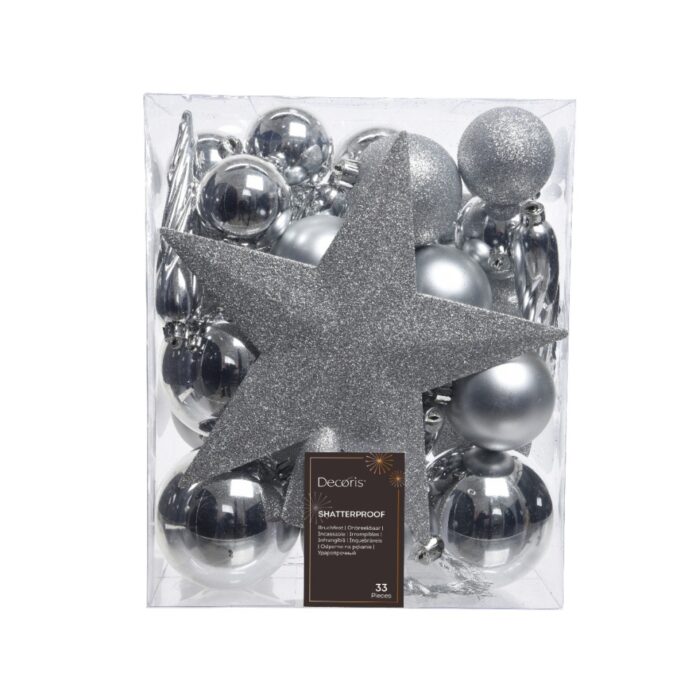 Kerstballen polystyreen shiny, matt, glitter mix dia8cm