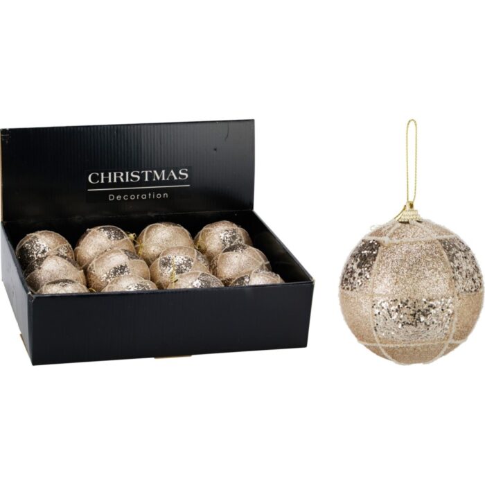 Kerstbal 80Mm Glitter Goud