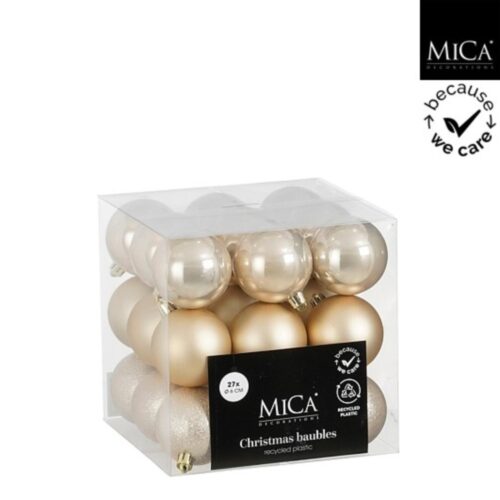 Bal onbreekbaar creme 27 stuks - d6cm