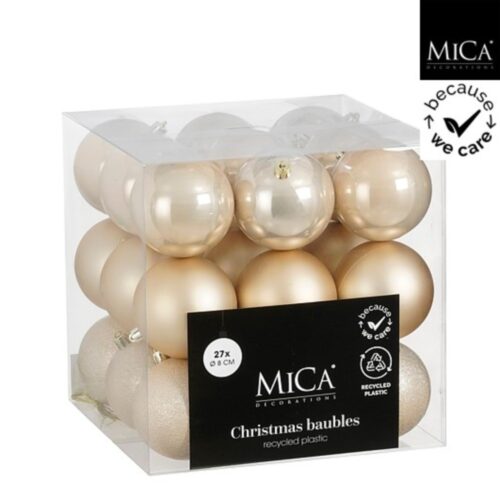 Bal onbreekbaar creme 27 stuks - d8cm