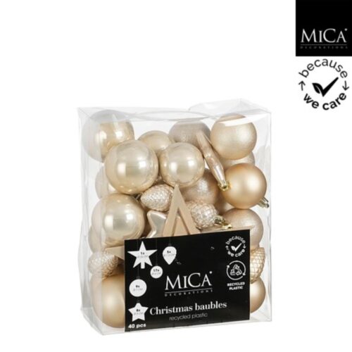 Bal onbreekbaar creme 40 stuks - d6cm