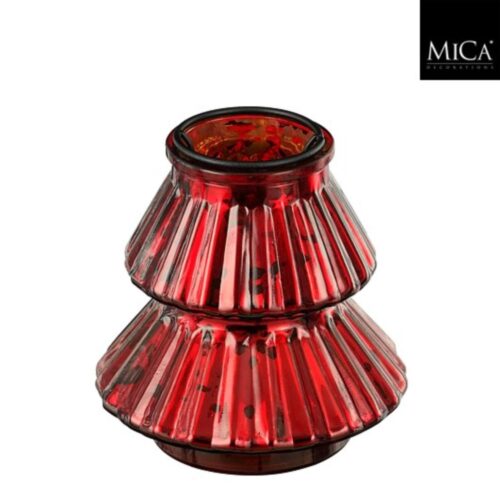 Theelicht houder boom rood - h13xd12cm