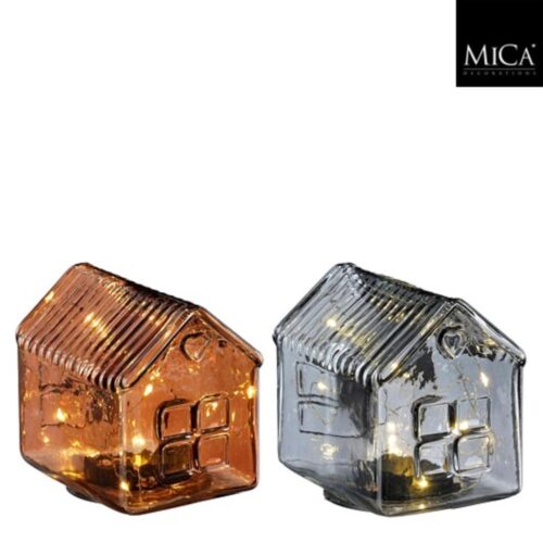 Decoratie huis grijs bruin led battery operated - l12xb9,5xh11,5cm