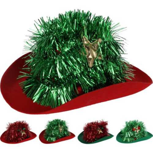 Cowboy Hoed Met Kerstboom 4Ass (assortiment – willekeurige uitvoering)