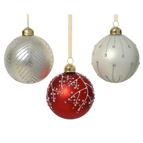 Kerstballen glas 3col assdia8cm
