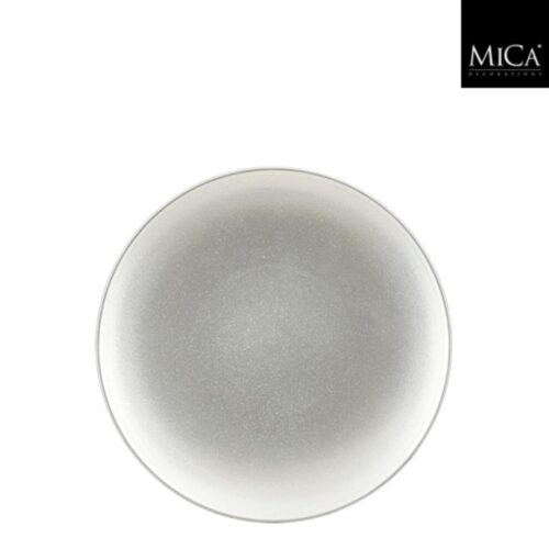 Mila decoratie bord recycled plastic zilver  h1,5xd25cm