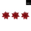 Clip poinsettia rood 3 stuks - h3xd10cm