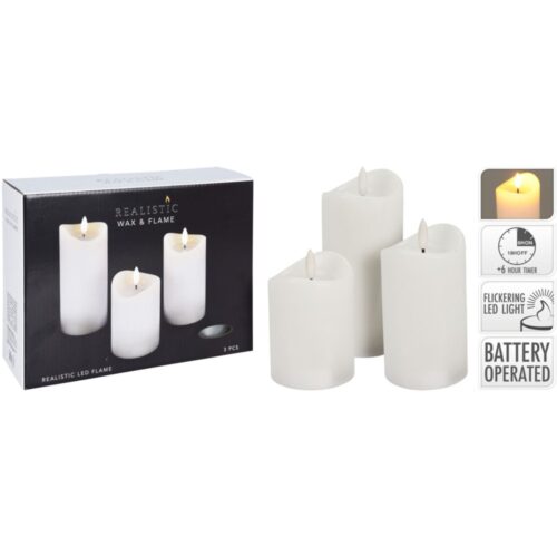 Led Kaars Set Van 3Sts Wit