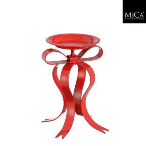 Kandelaar strik rood - l17xb14xh20cm