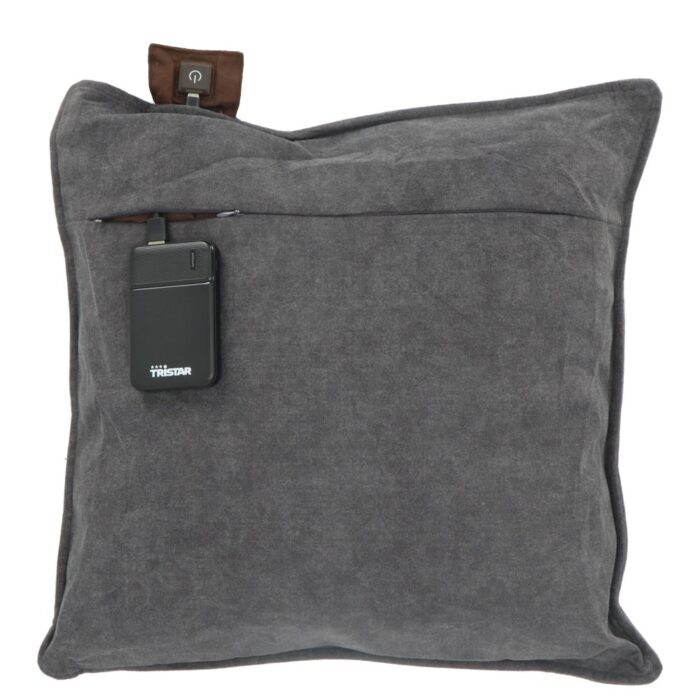 Tristar warmte kussen 45x45cm grijs incl powerbank