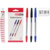 Balpennen set van 8, rood, zwart, blauw