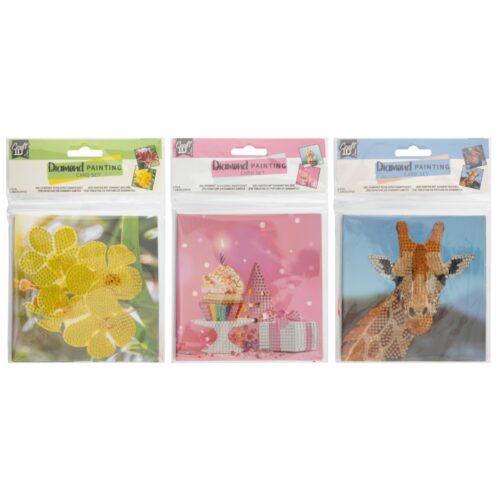 Diamond painting kaartenset 13x13 cm 2 stuks  3 assorti