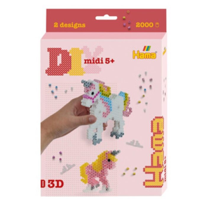 Hama strijkkralen 3D Eenhoorn set 2000 delig - Afbeelding 2