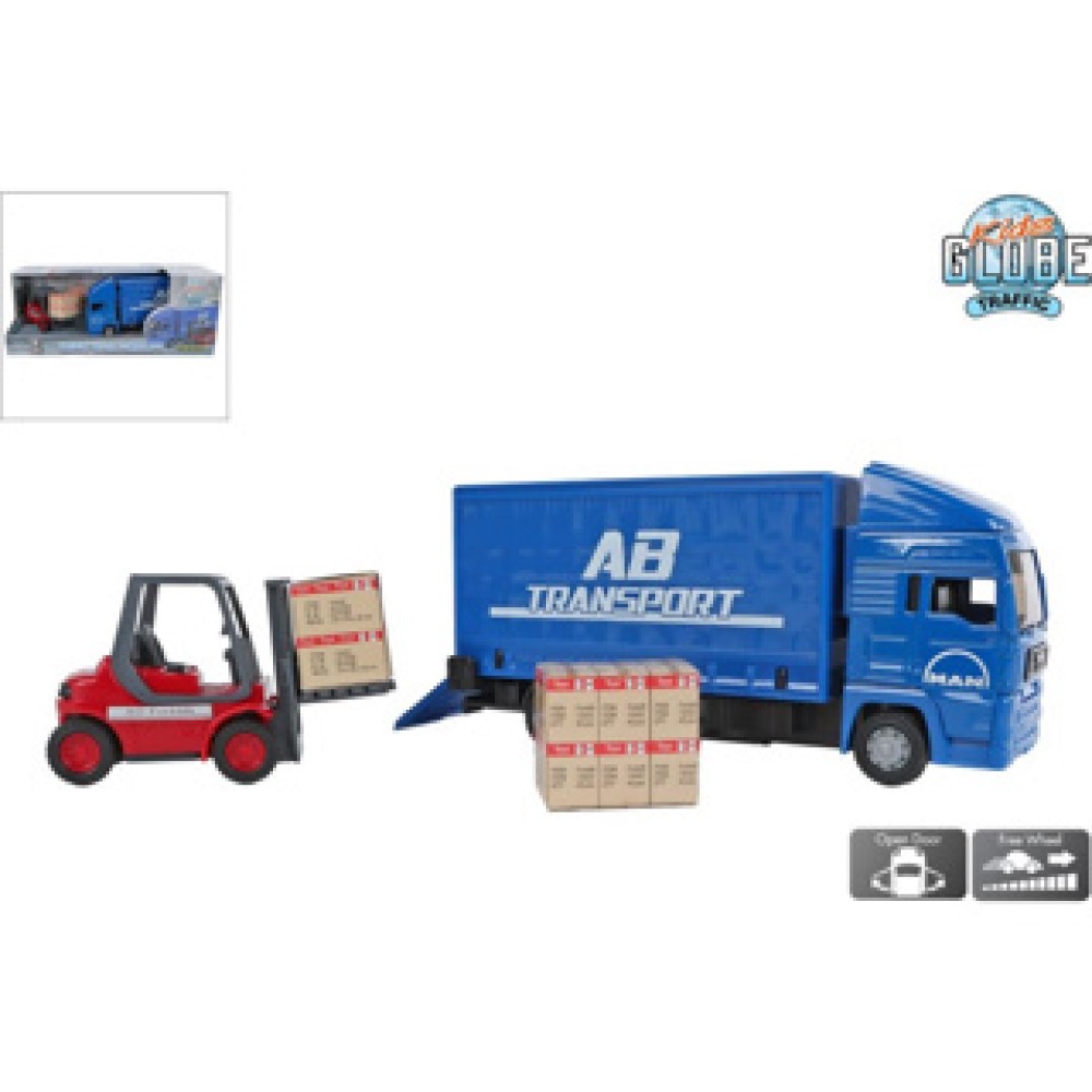 Kids Globe Man Vrachtwagen 17cm met vorkheftruck 10 cm - Afbeelding 2