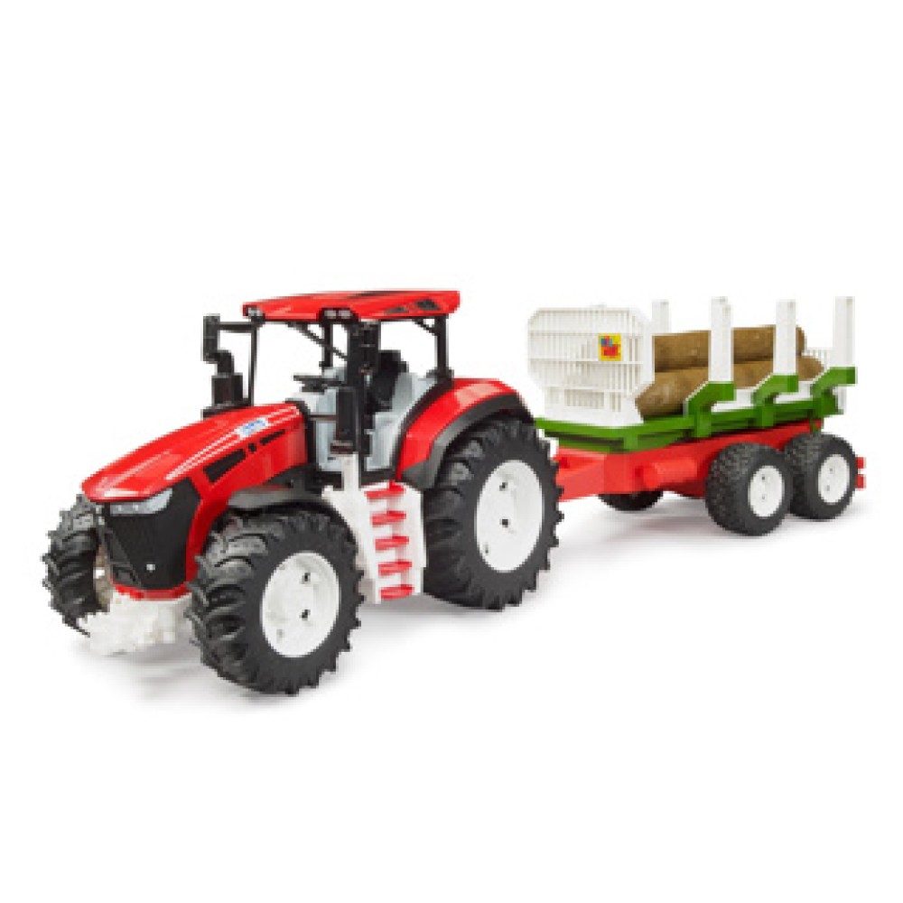 Tractor Roadmax Met Achteraanhanger En 3 Boomstammen - Afbeelding 2
