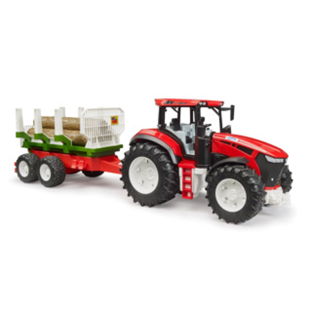 Tractor Roadmax Met Achteraanhanger En 3 Boomstammen - Afbeelding 3