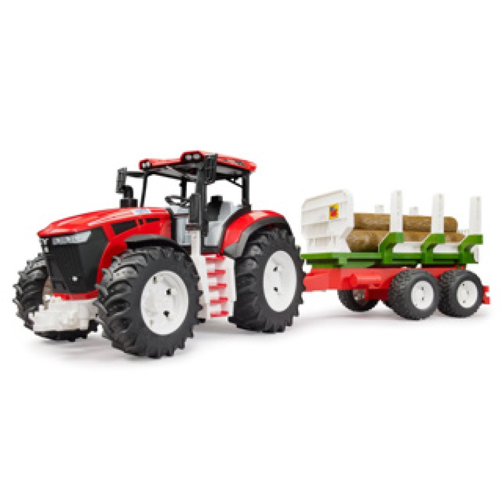 Tractor Roadmax Met Achteraanhanger En 3 Boomstammen - Afbeelding 4