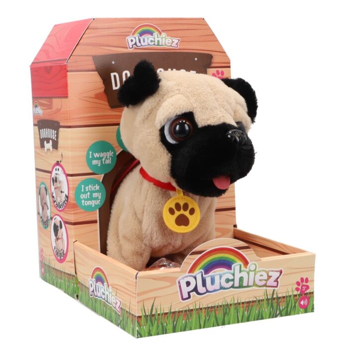 Pluchiez blaffende franse bulldog frankie met  uitlaten