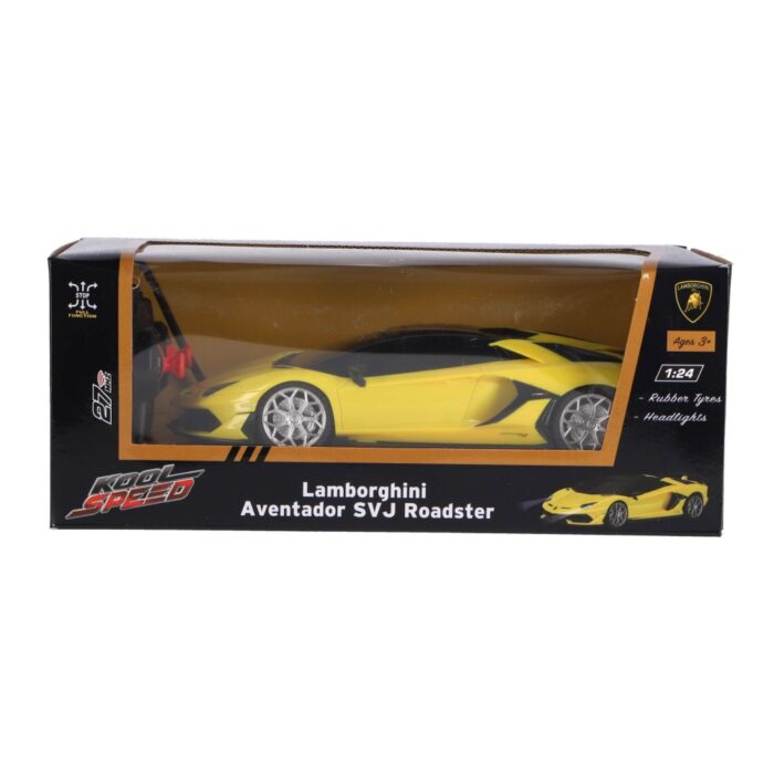 Radiografisch bestuurbare auto lamborghini 1:24 aventador svj roadster geel