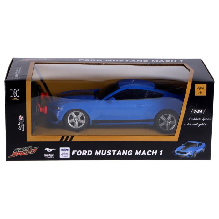 Radiografisch bestuurbare auto ford 1:24 mustang  mach 1 blauw