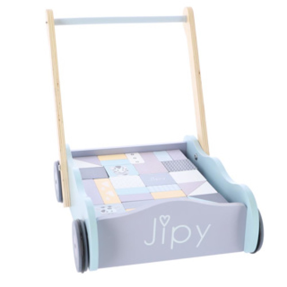 Jipy Houten Blokkenkar Met Blokken Hout Uni - Afbeelding 3