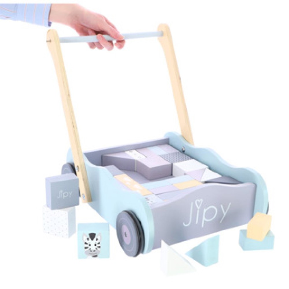 Jipy Houten Blokkenkar Met Blokken Hout Uni - Afbeelding 5