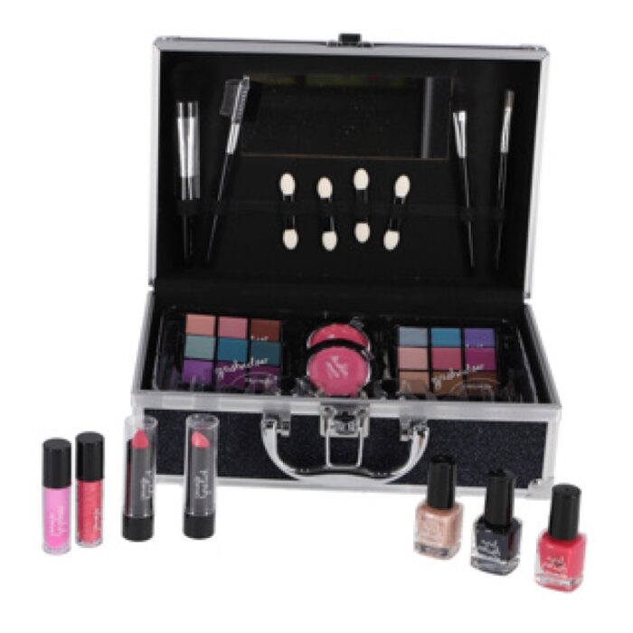 Casuelle Aluminium Koffer Blauw Zwart Glitter - Afbeelding 5