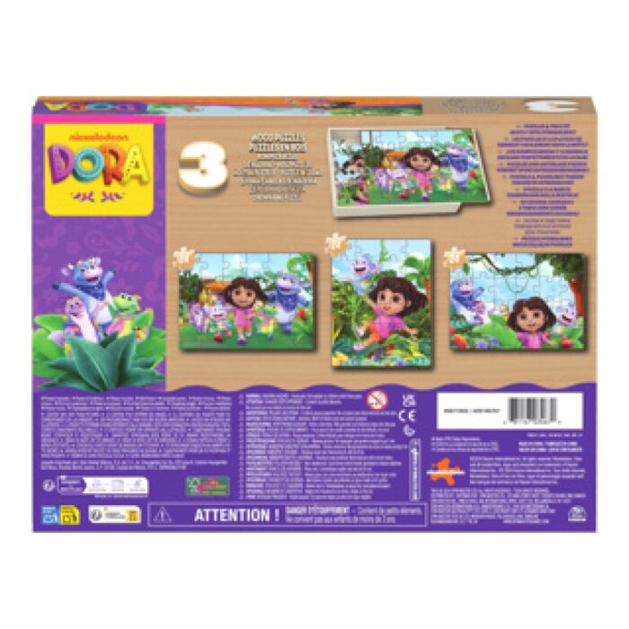Dora 3pack Houten Puzzel In Houten Doos  (3x24 Stukjes) - Afbeelding 4