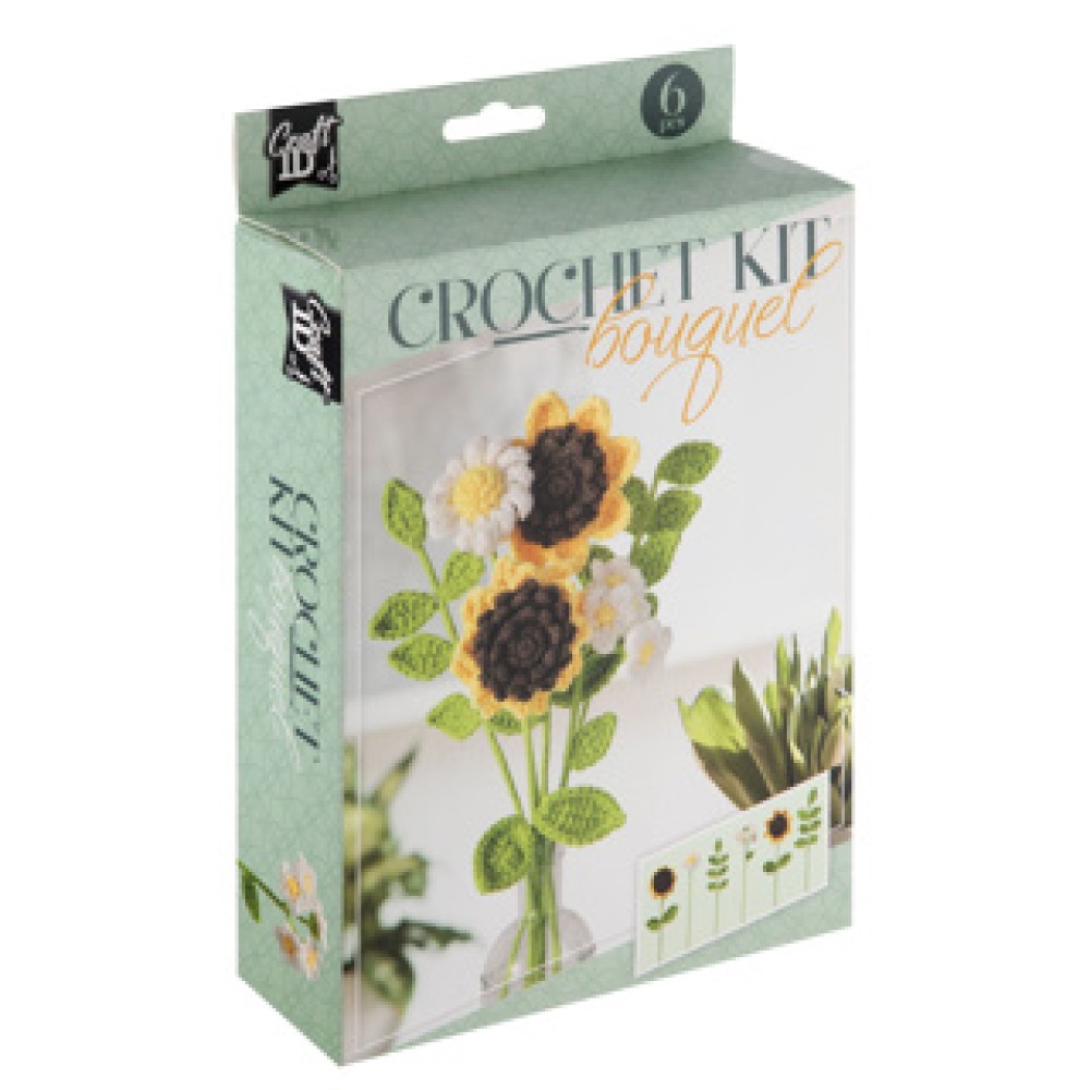 Haakset Bloemen Boeket Geel 16x5,5x21Cm - Afbeelding 2