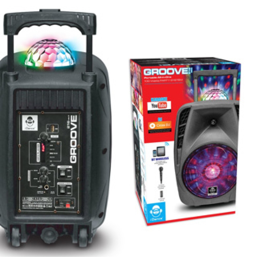 Idance boombox met licht en wielen en Micro - Afbeelding 5